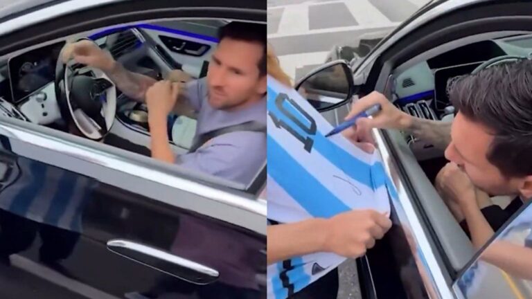 Siempre dispuesto: el momento viral de Lionel Messi con dos hinchas gracias a un semáforo en rojo