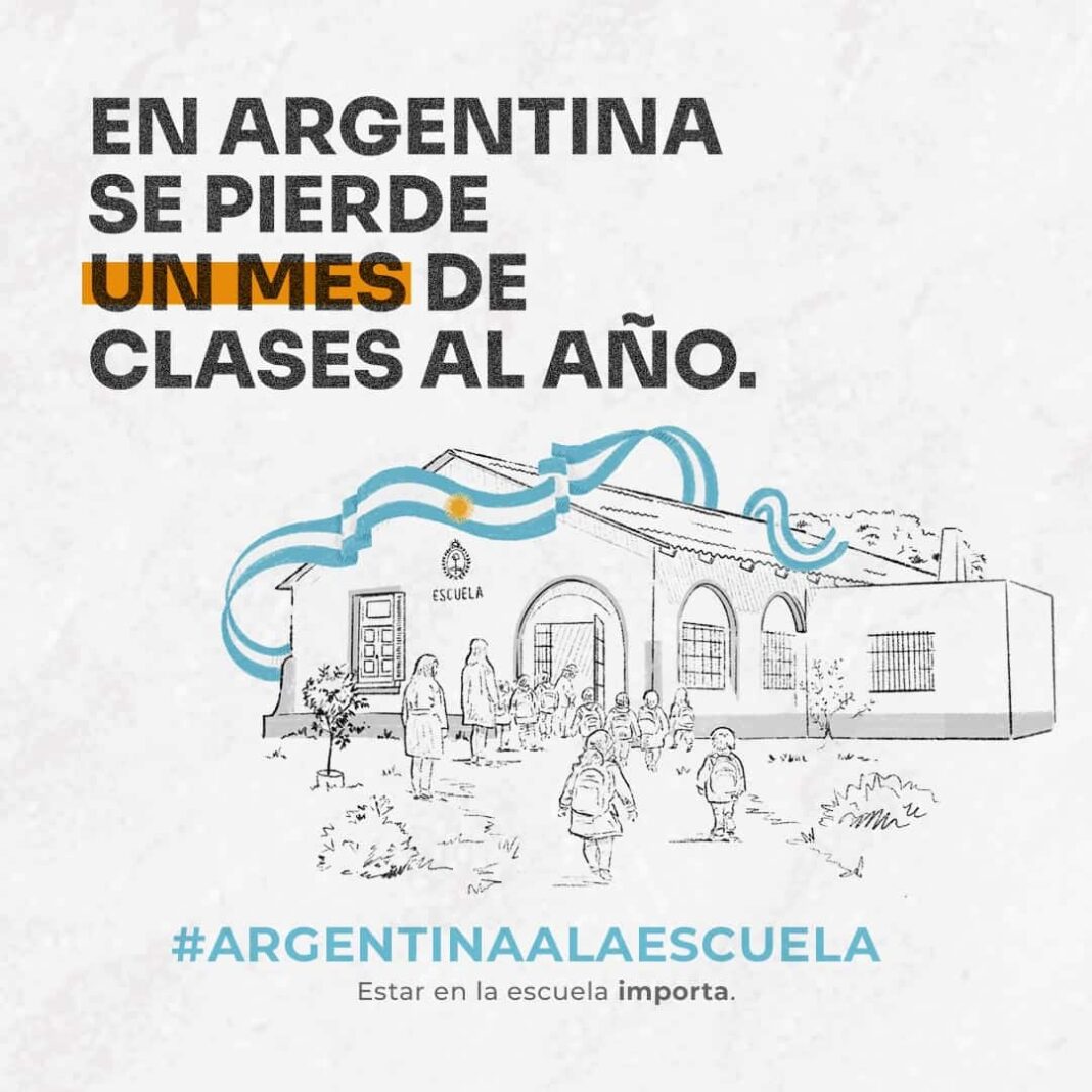 Niños en aula vacía reflejando ausentismo escolar en Argentina