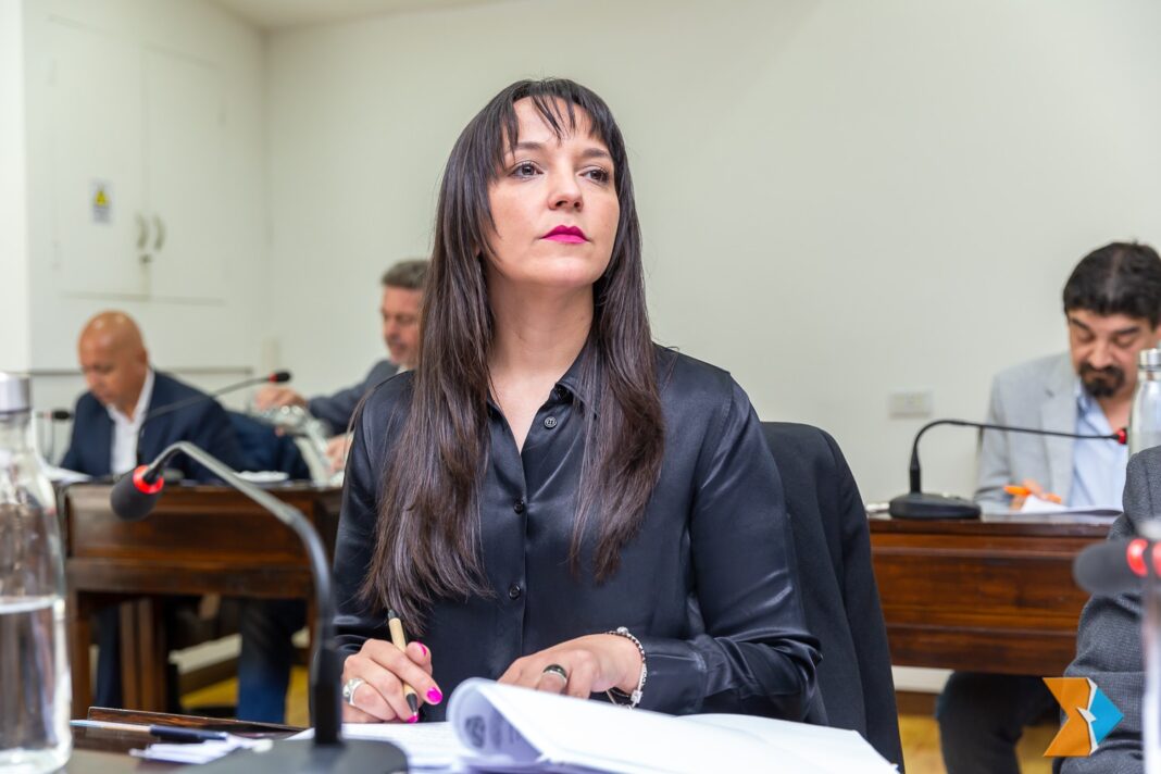 Legisladora Victoria Vuoto durante una intervención en la legislatura de Tierra del Fuego.