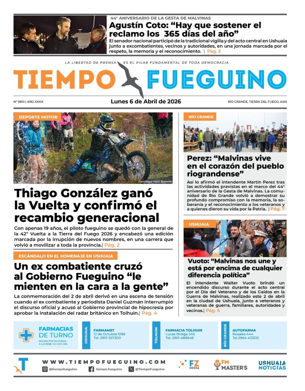 Logotipo o sede del diario Tiempo Fueguino en Río Grande, Tierra del Fuego