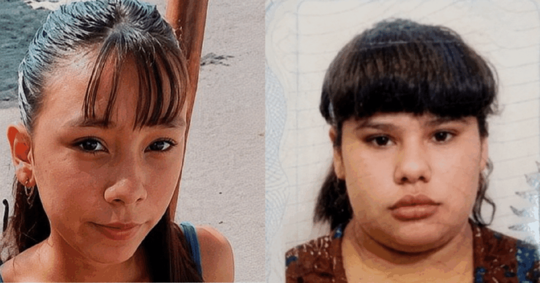 Imagen con los rostros de Agostina Vega y Dulce María Candia